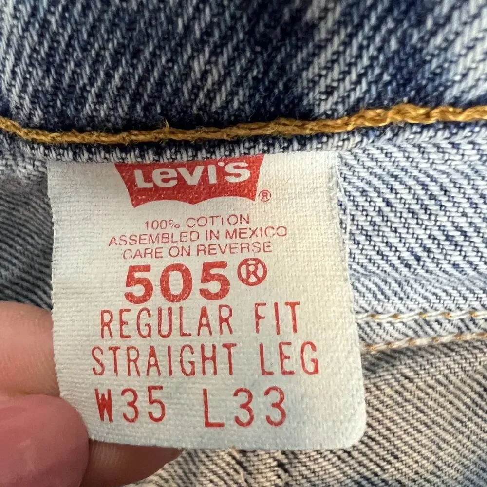VTG Levis 505 Jeans Mens 35x33 Orange Tab Regular Fit‎ Straight Leg 90s Grunge